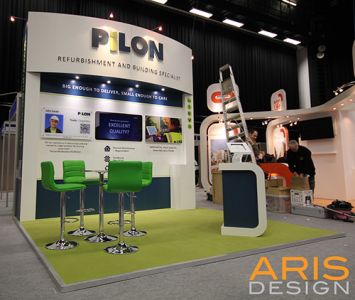 Pilon custom build exhibition stand by Aris Design